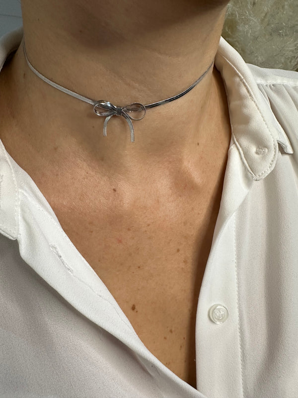 Collana mini bow pendente silver