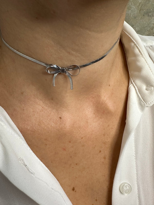 Collana mini bow pendente silver