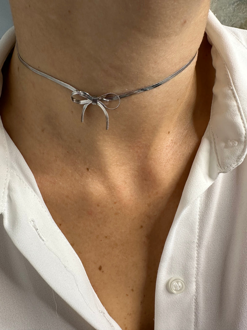 Collana mini bow pendente silver